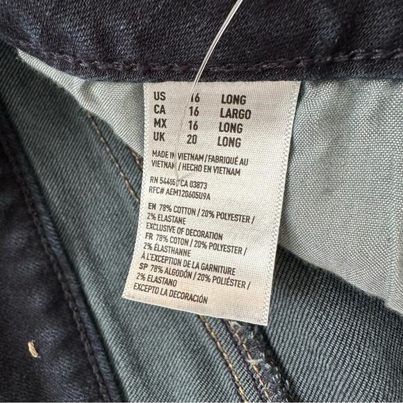 American Eagle Jeans Dark Wash Super Stretch Straight Leg Denim Size 16 Long - Picture 10 of 11